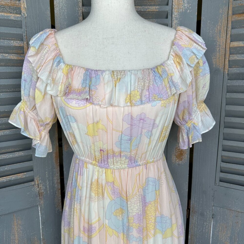 Ba&sh Noma On/Off Shoulder Maxi Dress Nude Sz 4 NWOT - Picture 4 of 16